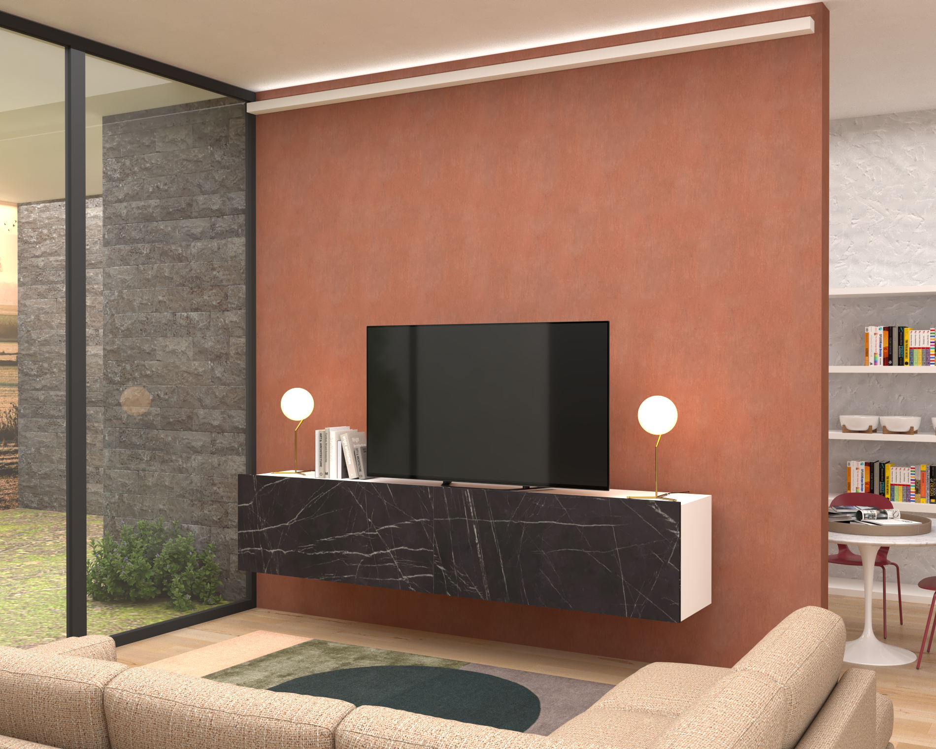 Madia Alba sospesa pietra nero e grigio