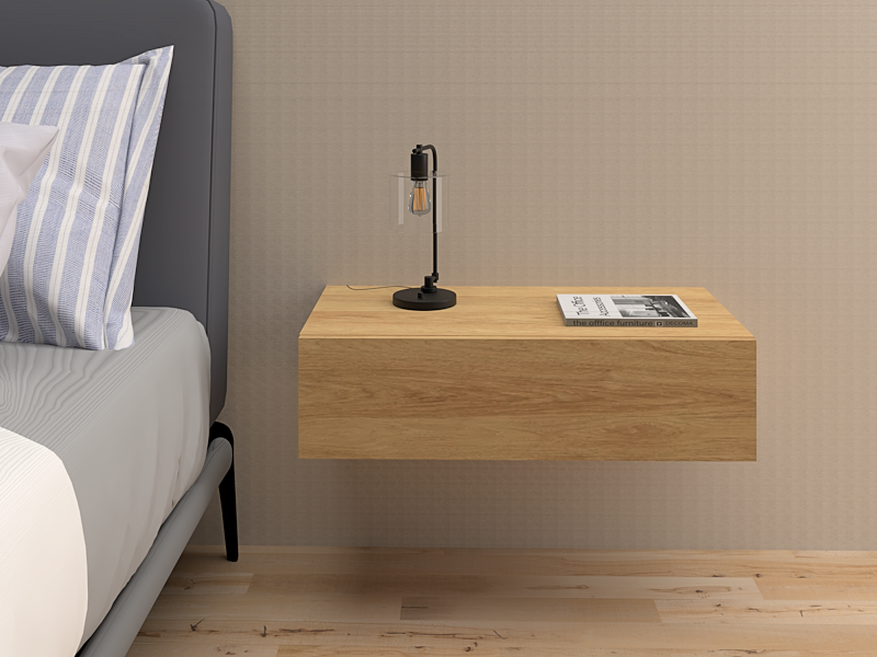 Comodino sospeso Pegaso noce naturale