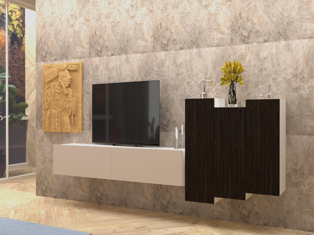 Parete attrezzata 01 grigio cashmere e wenge