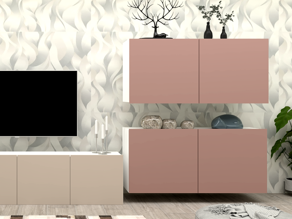 Parete attrezzata 05 grigio cashmere e rosa antico