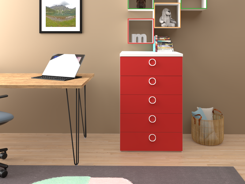 Cassettiera Cromix rossa