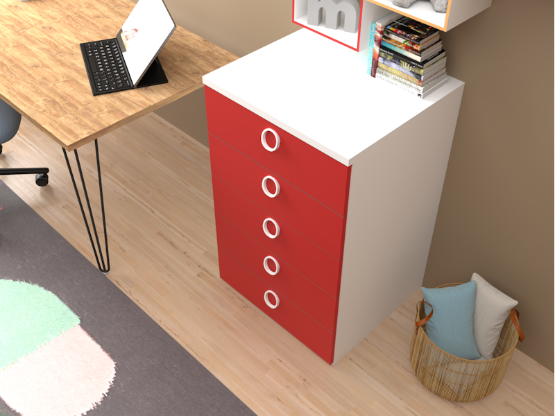 Cassettiera Cromix rossa