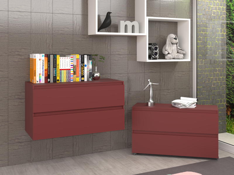 Cassettiera Claudia rosso vinaccia