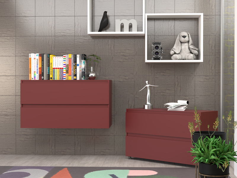 Cassettiera Claudia rosso vinaccia