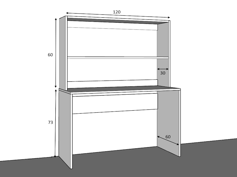 Scrivania con libreria