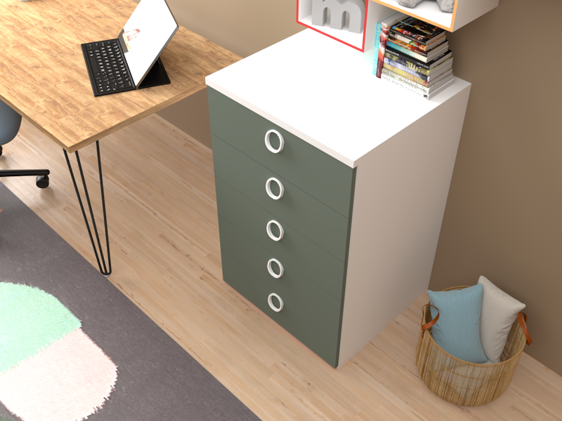 Cassettiera Cromix verde eucalipto