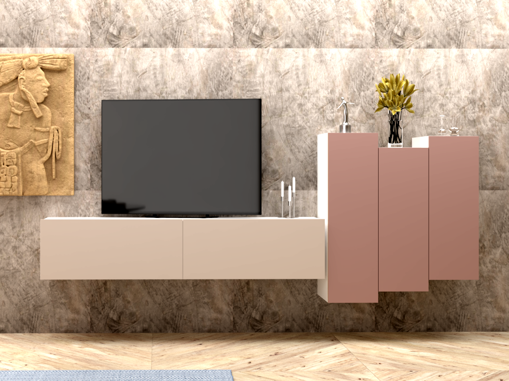Parete attrezzata 01 grigio cashmere e rosa antico