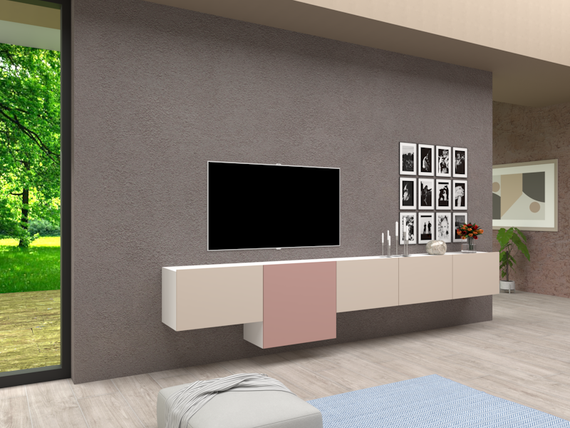 Parete attrezzata 03 grigio cashmere e rosa antico