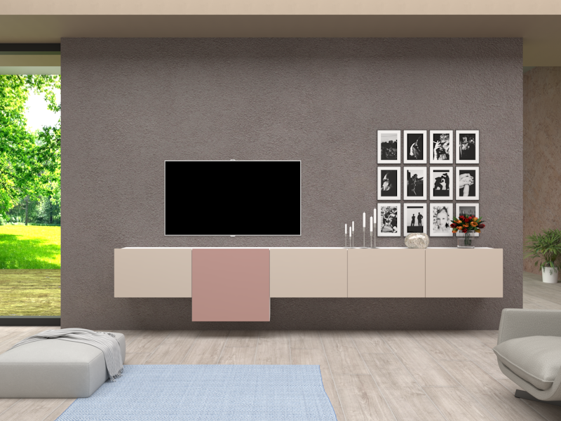 Parete attrezzata 03 grigio cashmere e rosa antico