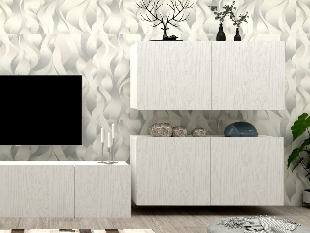 Parete attrezzata 05 bianco effetto legno