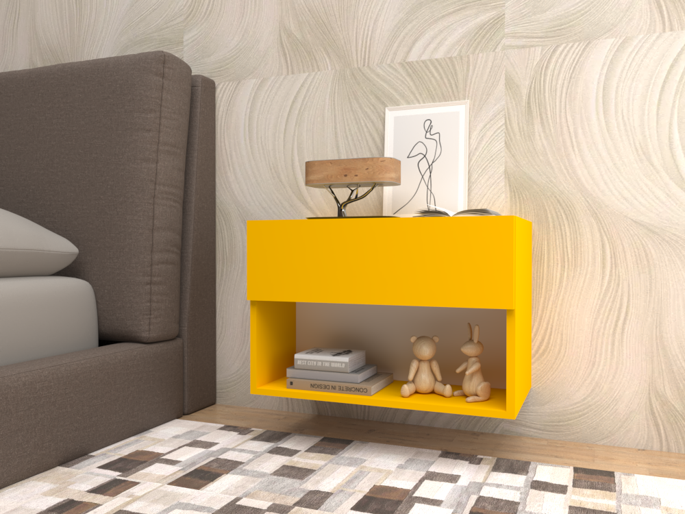 Comodino sospeso 01 giallo opaco
