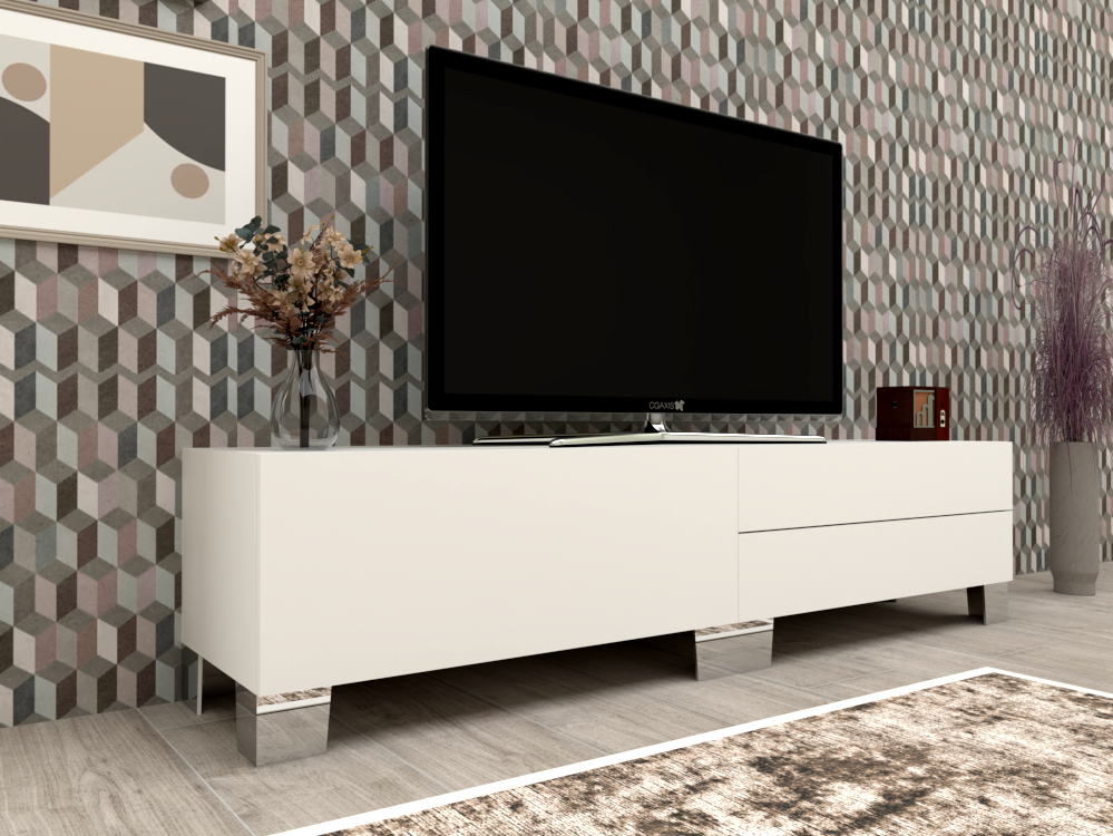 Mobile porta TV con cassetti 01 bianco opaco