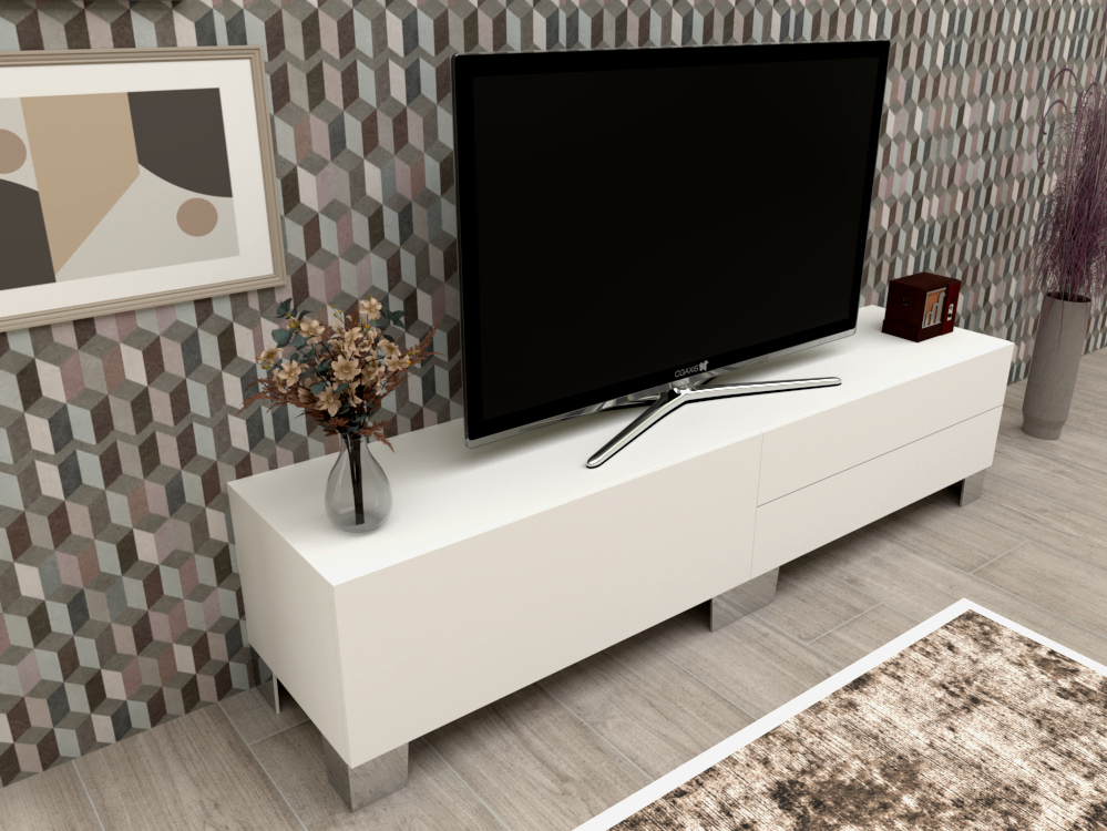 Mobile porta TV con cassetti 01 bianco opaco