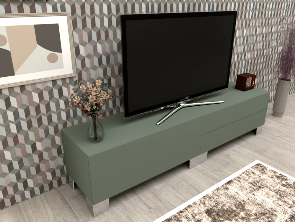 Mobile porta TV con cassetti 01 verde eucalipto
