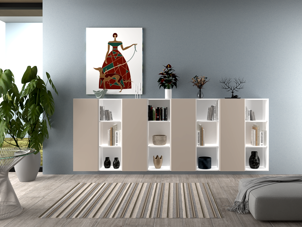 Libreria sospesa Infinity bianco opaco