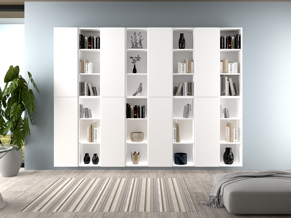 Libreria sospesa Infinity bianco opaco
